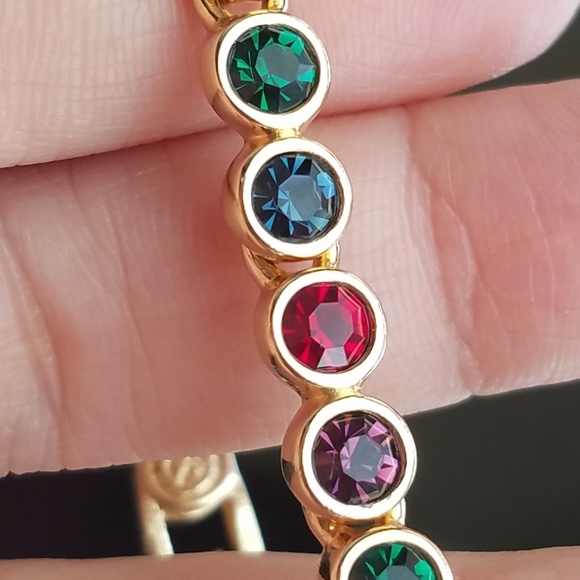 AUTHENTIC Swarovski 24k Gold Plated Multicolor Tennis Bracelet - Picture 8 of 17